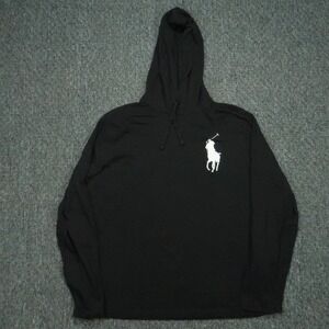 Polo Ralph Lauren Hoodie Mens Medium Black Big Pony Pullover American Flag 1967